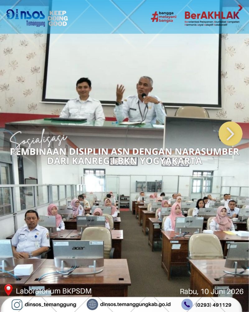 Dinas Sosial mengikuti Sosialisasi Pembinaan Disiplin ASN