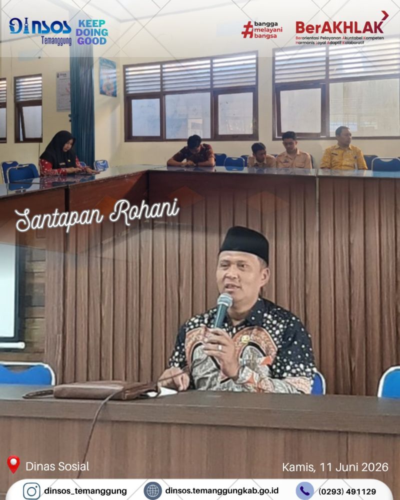Santapan Rohani Islam Rutin bulanan di Aula Dinas Sosial Kabupaten Temanggung