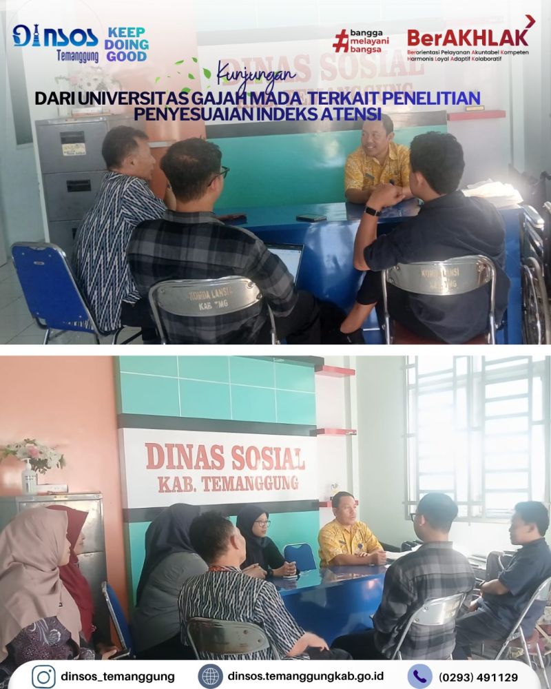 Dinas Sosial Kabupaten Temanggung menerima kunjungan dari Universitas Gajah Mada Yogyakarta