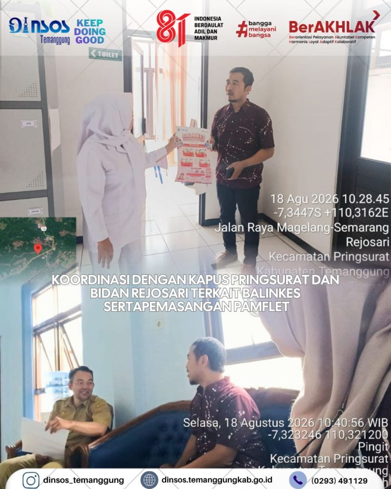 Pendamping Sosial Kecamatan Pringsurat melaksanakan koordinasi dengan Kepala Puskesmas Pringsurat