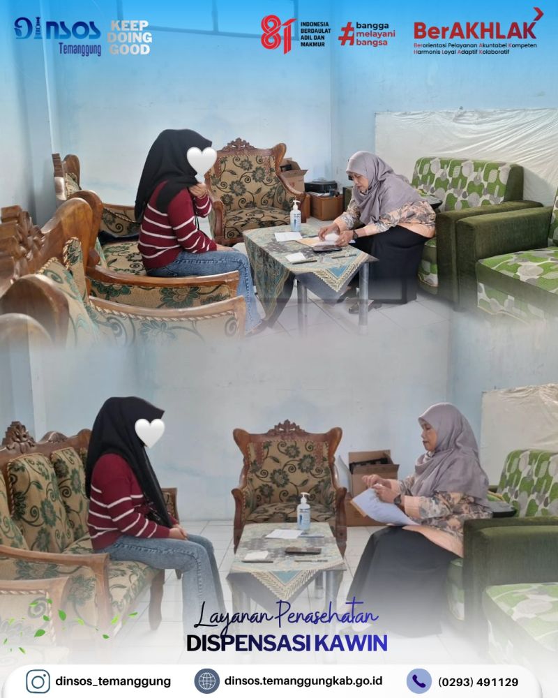 Pekerja Sosial Ahli Muda Dinas Sosial Kabupaten Temanggung memberikan layanan penasehatan Dispensasi Kawin