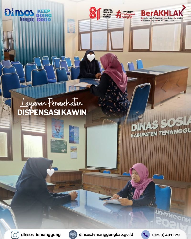 Pekerja Sosial Ahli Muda Dinas Sosial Kabupaten Temanggung memberikan layanan penasehatan Dispensasi Kawin