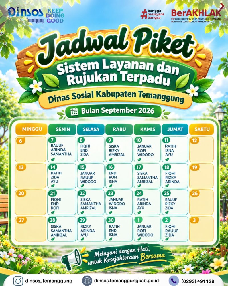 JADWAL PETUGAS LAYANAN SLRT