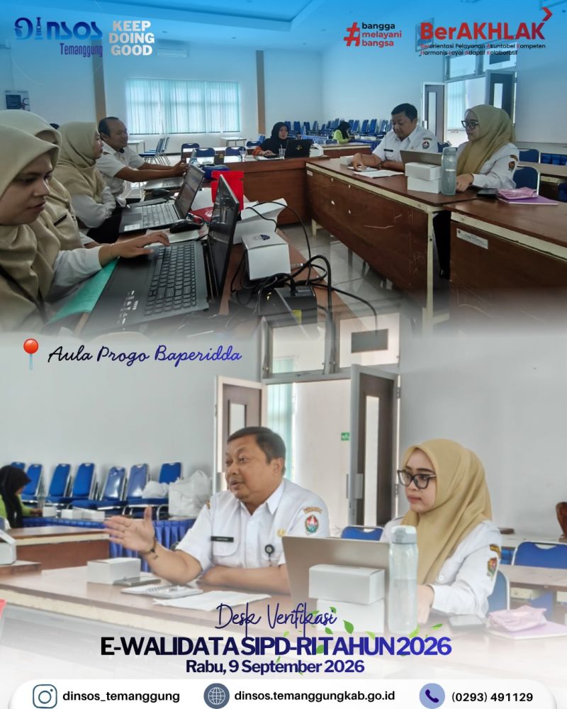Dinas Sosial menghadiri Desk Verifikasi e-Walidata SIPD-RI Tahun 2026