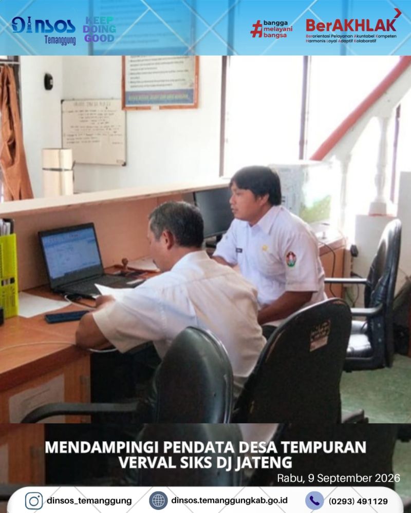 Pendamping Sosial Kecamatan Kaloran mendampingi Pendata Desa Tempuran