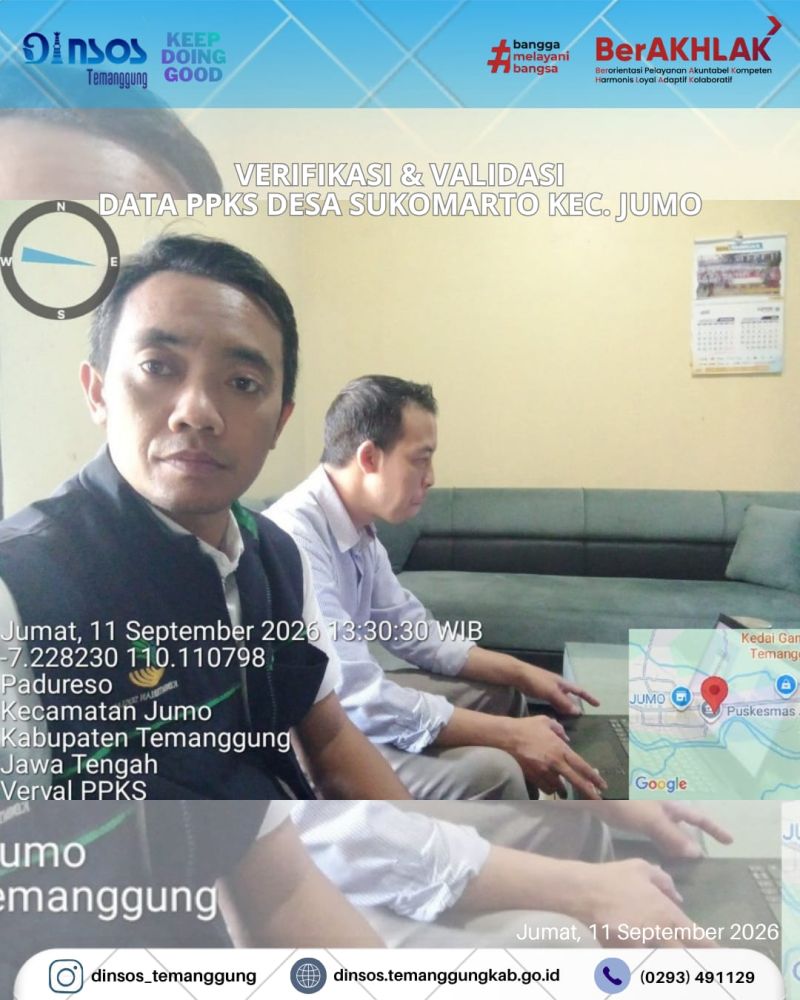 Pendamping Sosial Kecamatan Jumo melakukan Verval PPKS