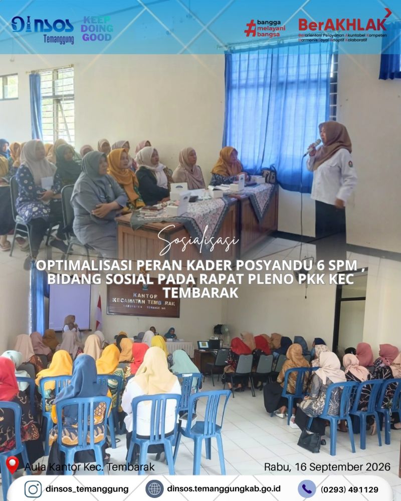 Pendamping Sosial Kecamatan Tembarak mengisi materi Sosialisasi optimalisasi peran kader posyandu