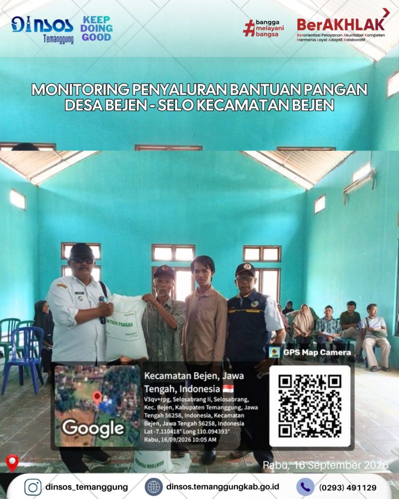 Pendamping Sosial Kecamatan Bejen melakukan pendampingan penyerahan secara simbolis dan monitoring BANPAN