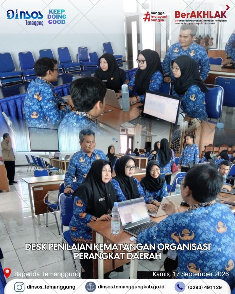 Dinas Sosial Kabupaten Temanggung mengikuti Desk Penilaian Kematangan Organisasi Perangkat Daerah