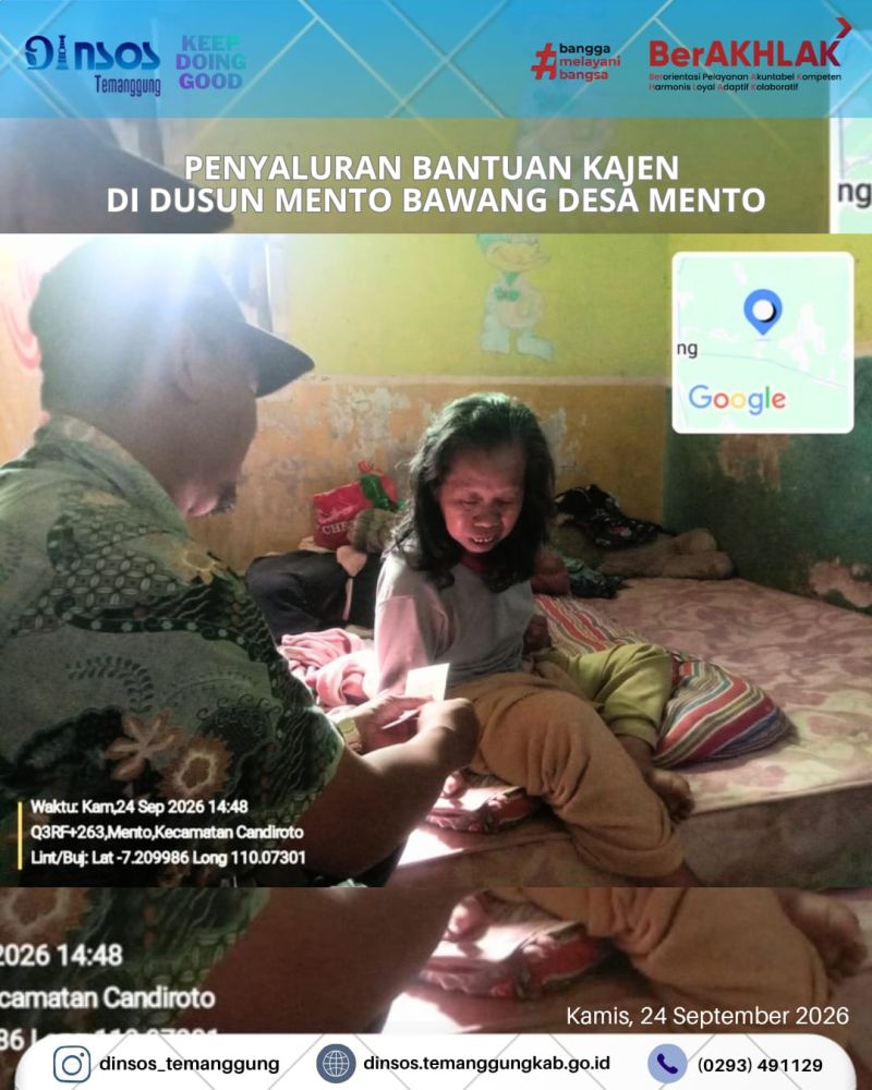 Pendamping Sosial Kecamatan Candiroto melakukan penyaluran bantuan Kajen