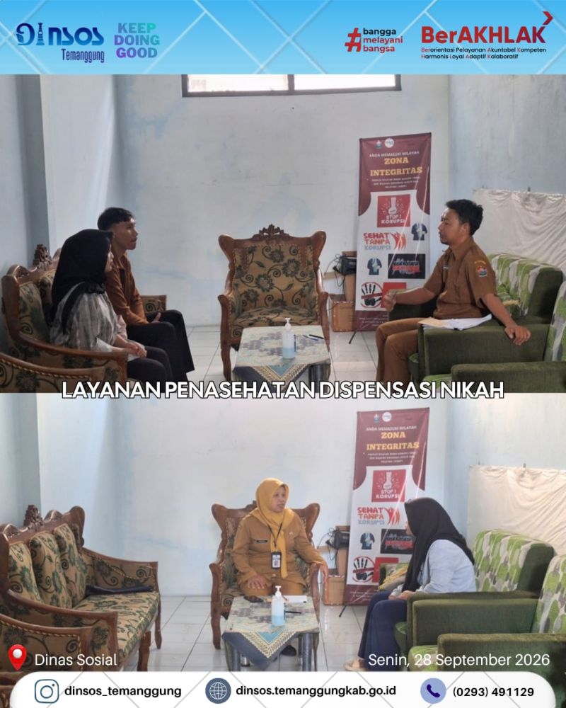 Dinas Sosial memberikan layanan penasehatan dispensasi nikah