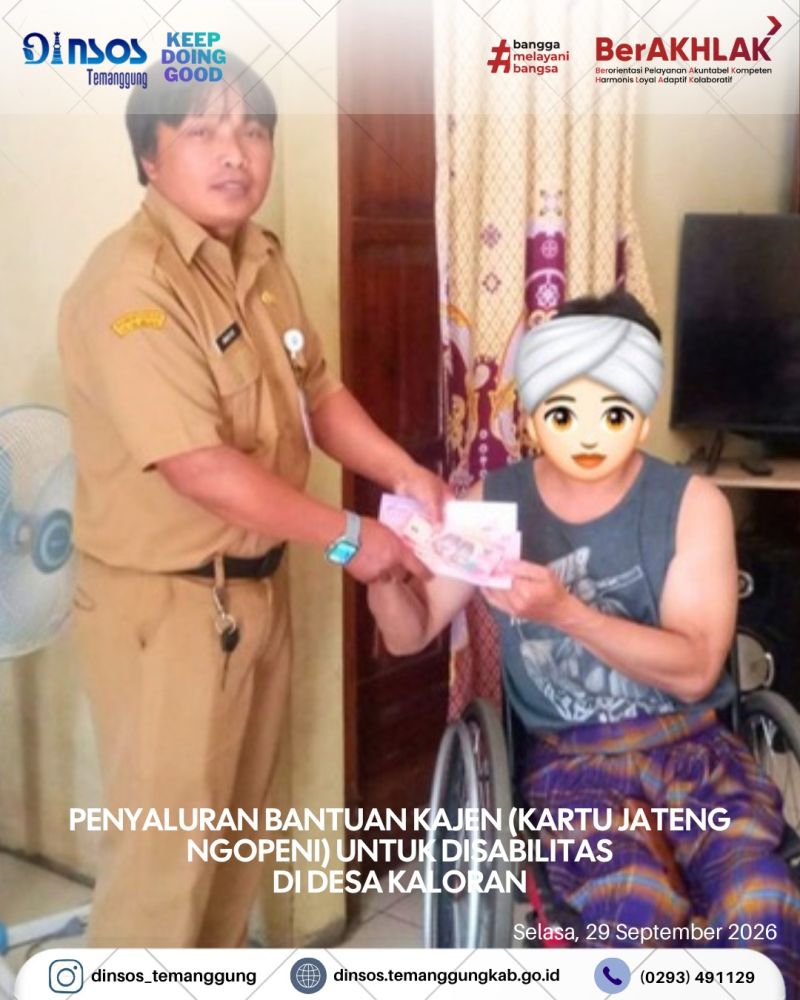 Pendamping Sosial Kecamatan Kaloran menyalurkan bantuan KaJeN