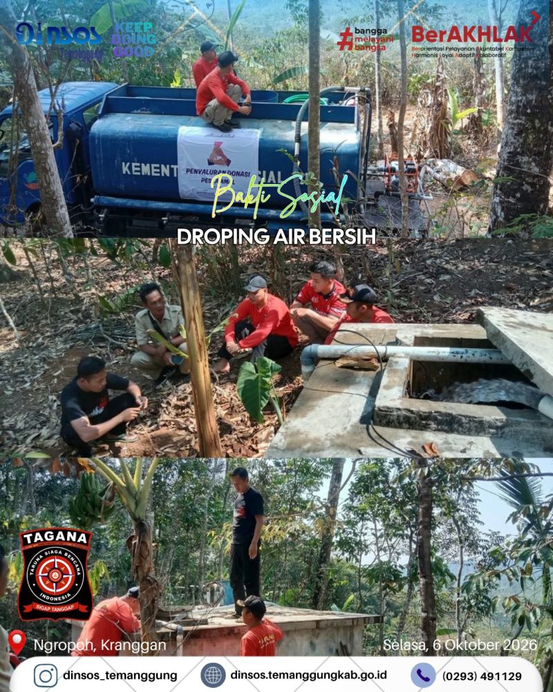 Taruna Siaga Bencana Kabupaten Temanggung telah melakukan droping air bersih