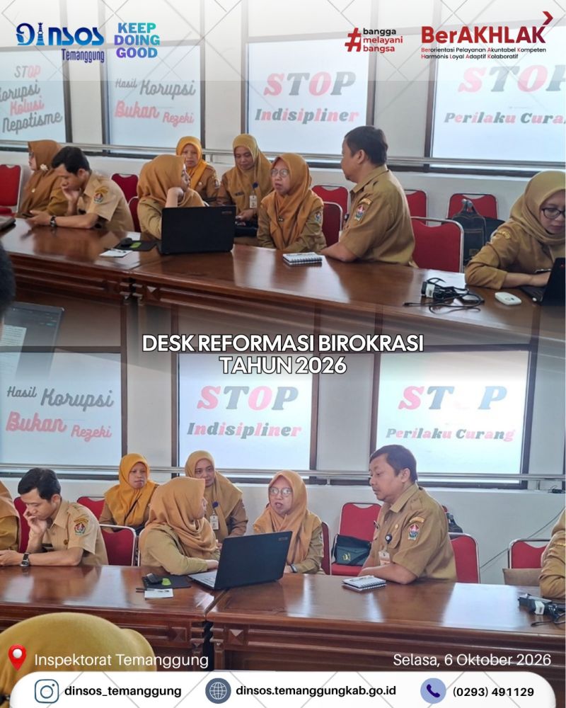Dinas Sosial menghadiri Desk Evaluasi RB Tahun 2026
