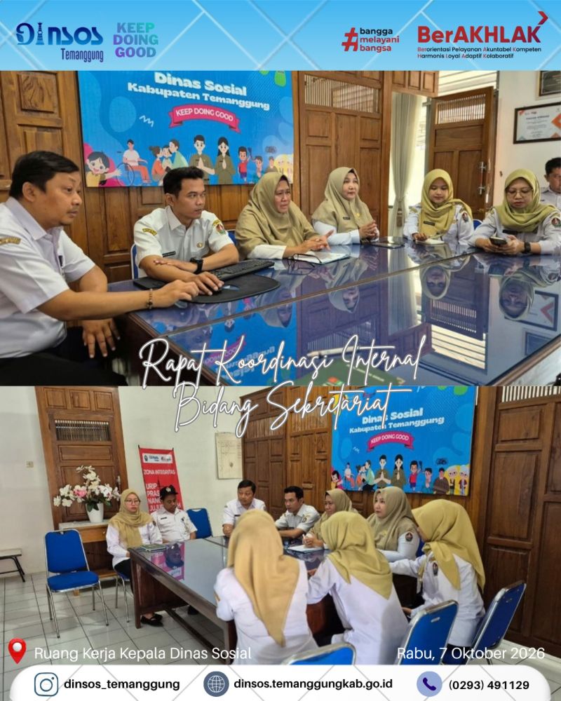 Sekretariat Dinas Sosial mengadakan rapat koordinasi tentang persiapan rakor IKESOS