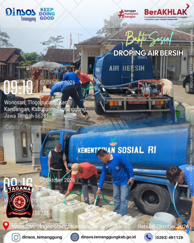 Taruna Siaga Bencana Kabupaten Temanggung telah melakukan droping air bersih