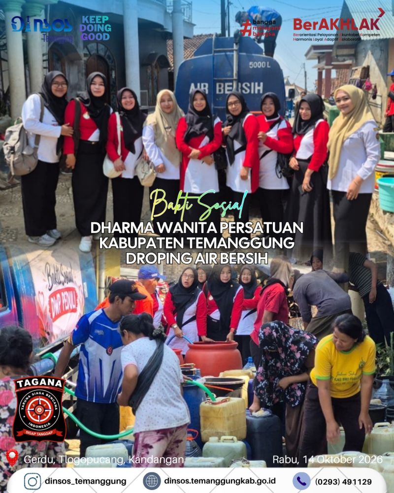 DWP Kabupaten Temanggung Bersama TAGANA Salurkan Bantuan Air Bersih