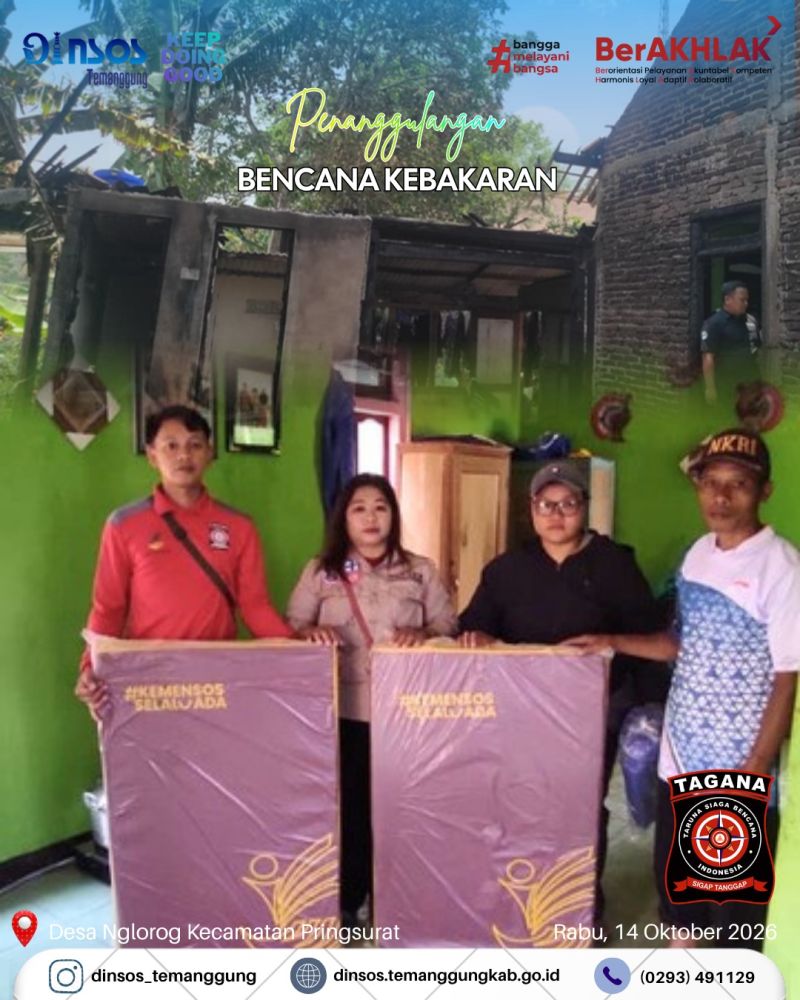 RESPONS CEPAT BENCANA KEBAKARAN DI DESA NGLOROG, KECAMATAN PRINGSURAT