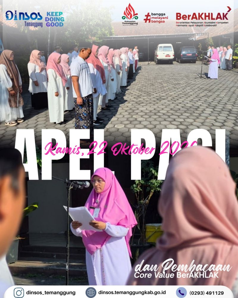 APEL PAGI DINAS SOSIAL KABUPATEN TEMANGGUNG: INTERNALISASI NILAI LOYAL ASN BERAKHLAK DALAM SEMANGAT HARI SANTRI NASIONAL 2026