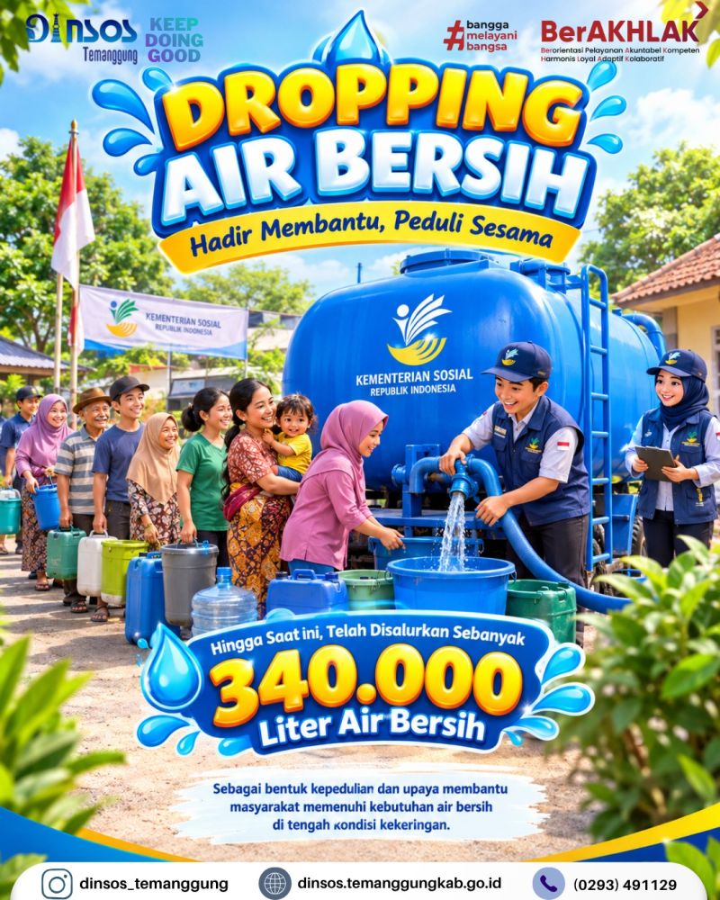 340.000 LITER AIR BERSIH UNTUK MASYARAKAT TERDAMPAK KEKERINGAN